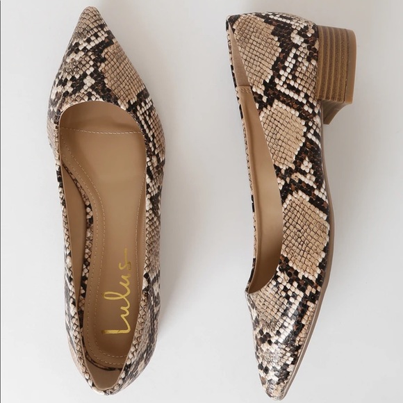 NWT Lulus Snake Print Low Pointed-Toe Heels - Picture 3 of 8
